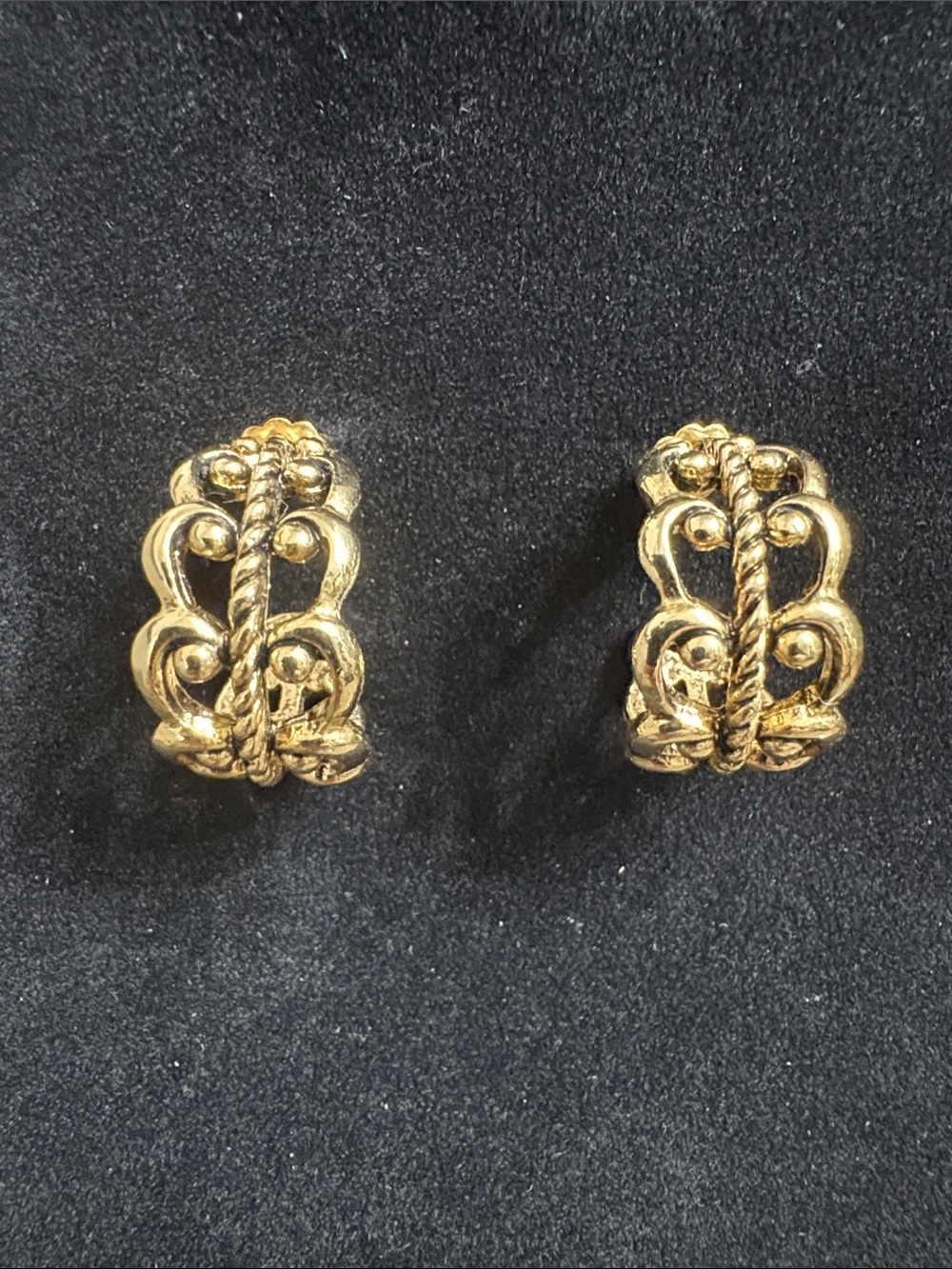Avon Gold-Tone Rope & Scroll Earrings